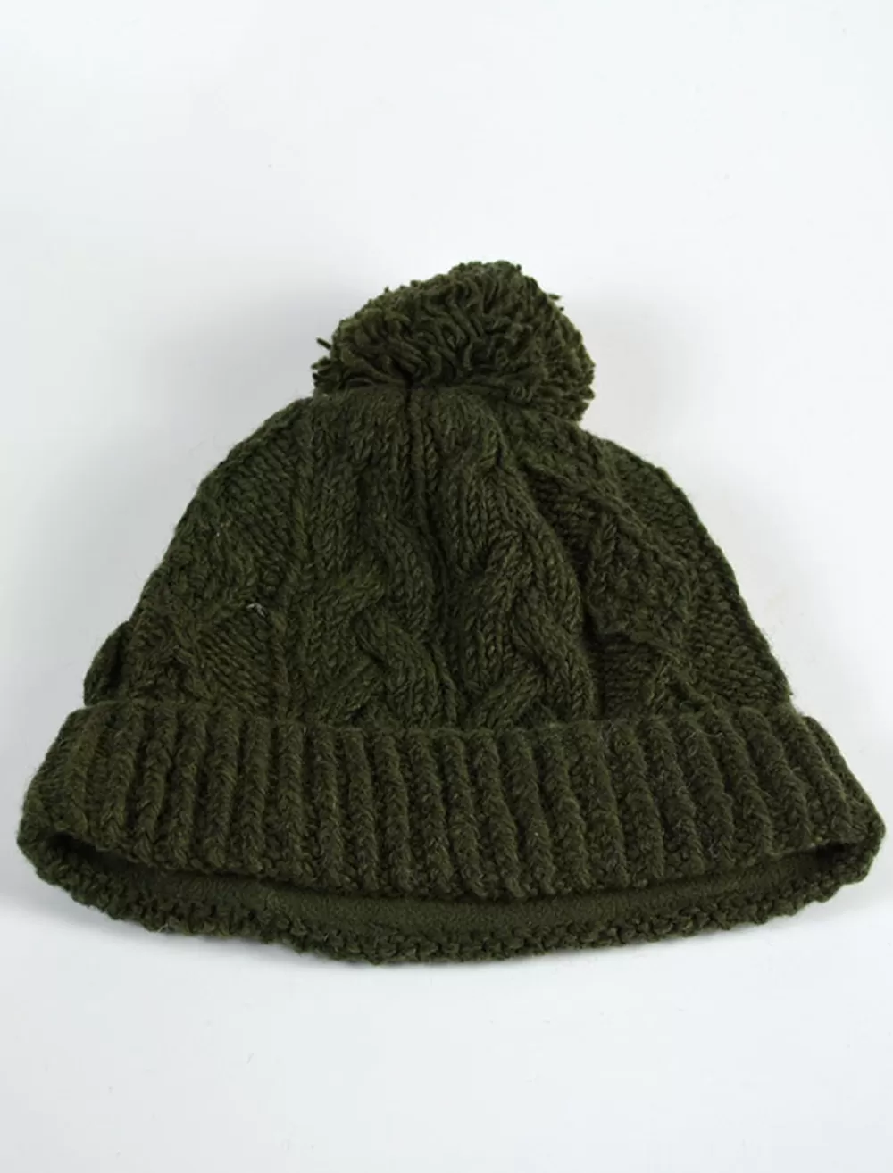 Cheap Aran Fleece Lined Rib Cap with Bobble Irish Wool Hats