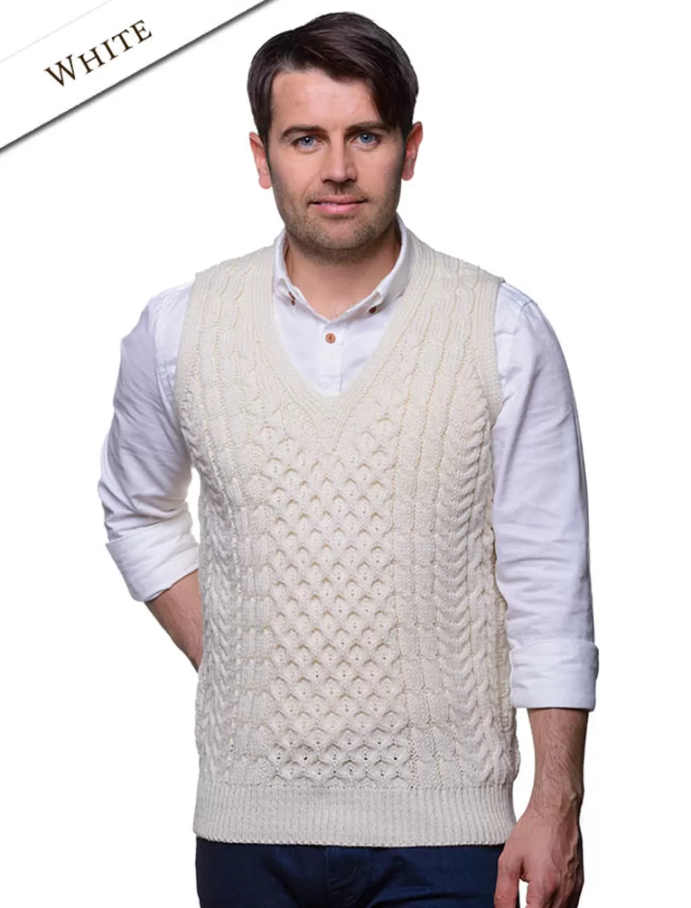 Cheap Aran V-Neck Slipover Sweater Cardigans, Jackets & Coats