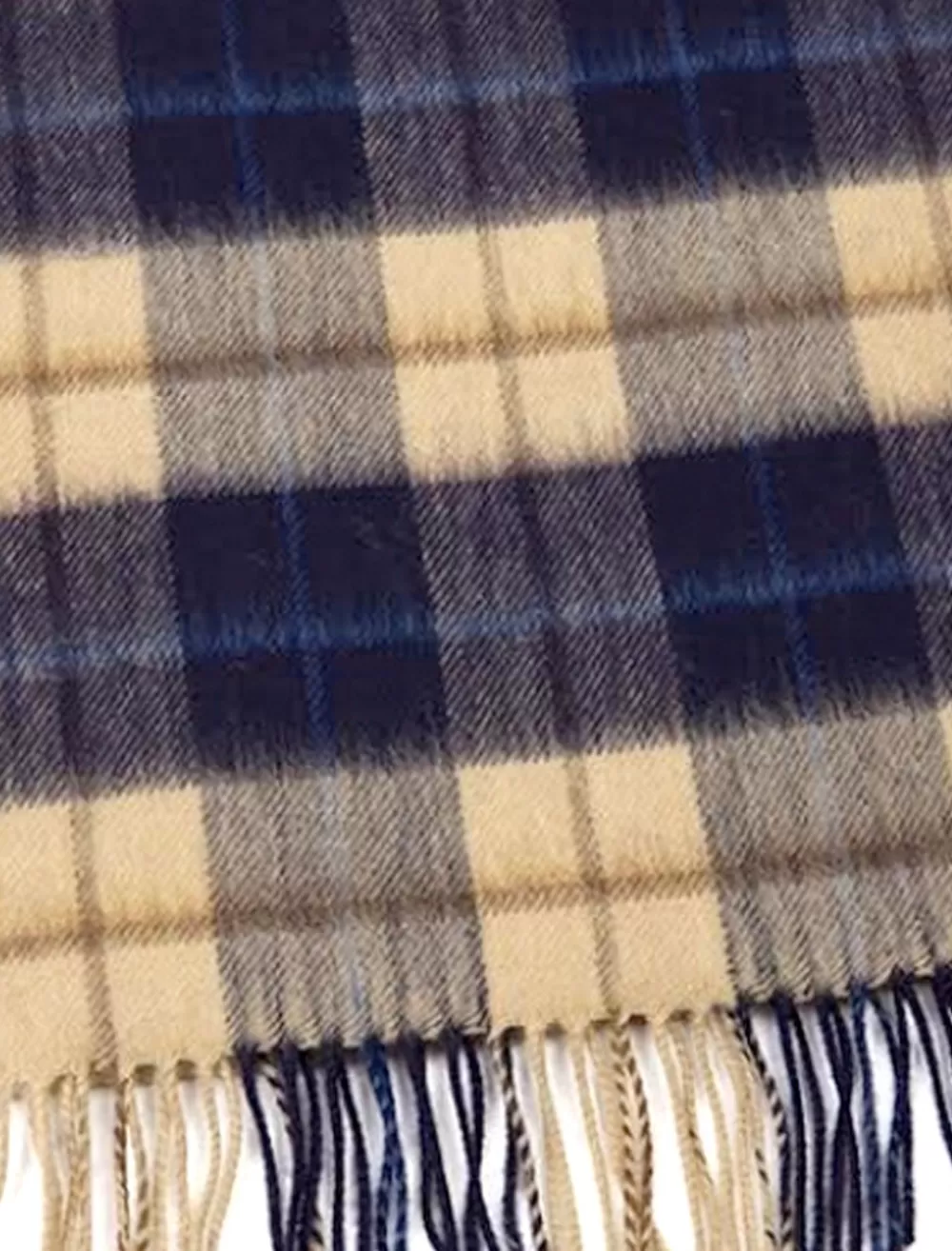 Flash Sale Beige Navy Plaid Woven wool scarf, woolen scarf Plaid & Tartan Scarves