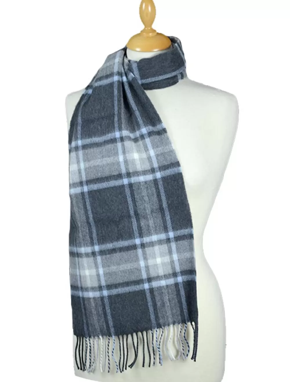 Fashion Charcoal Light Blue Grey Woven woolen scarf | Plaid & Tartan Scarves