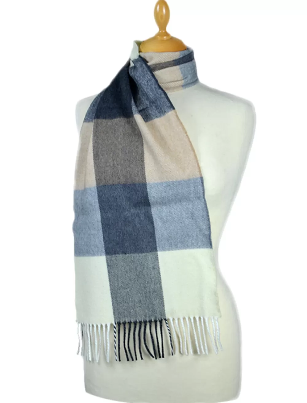 Cheap Cream Grey Beige Woven woolen scarf | Plaid & Tartan Scarves