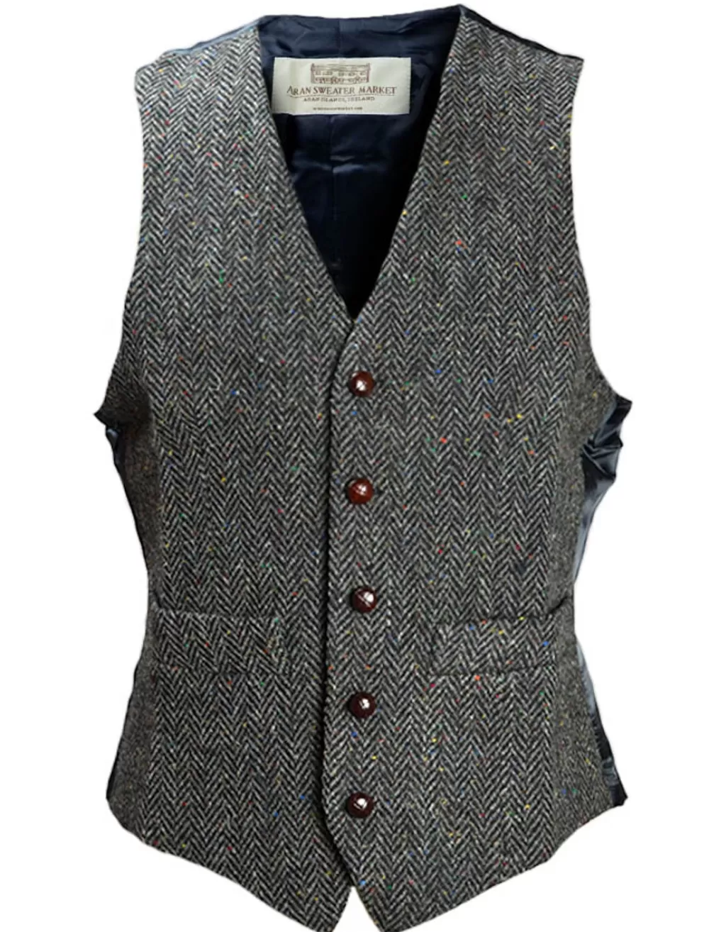 Store Donegal Tweed Waistcoat - Charcoal | Aran Sweater Market Grandfather Shirts And Waistcoats