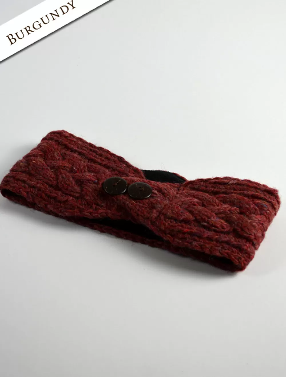 Hot Fleece Lined Aran Headband with Buttons Women Caps & Hats