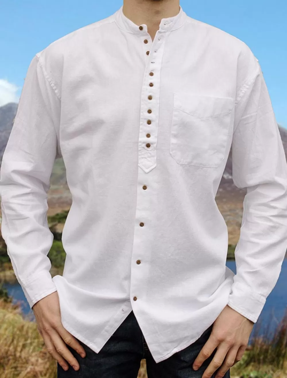 Clearance Grandfather Shirt - Plain | Aran Sweater Market Grandfather Shirts And Waistcoats