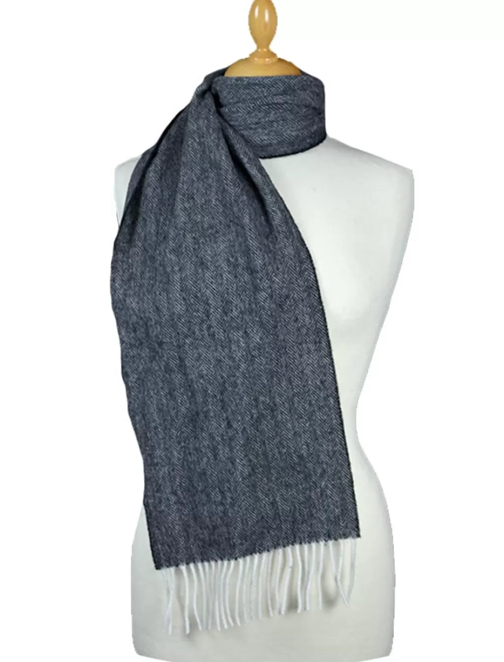 Discount Grey Herringbone lambswool scarf, men & women | Lambswool Scarves