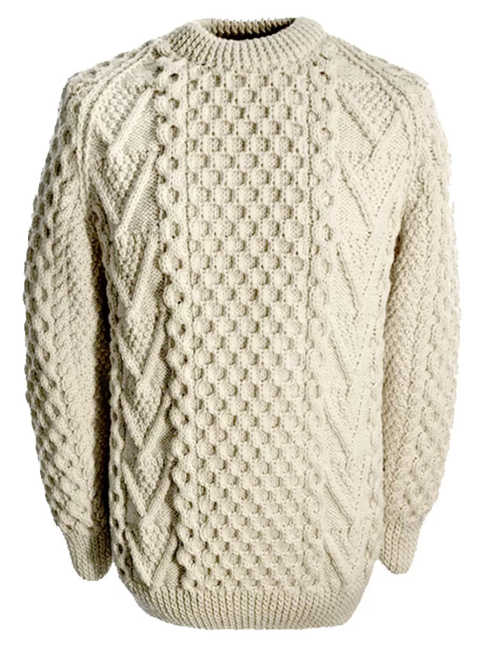 Cheap Hand Knit Aran Sweater, White, Brennan | Clan Sweaters