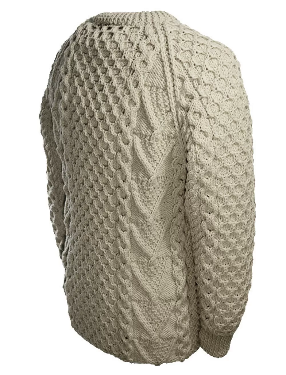 Cheap Hand Knit Aran Sweater, White, Brennan | Clan Sweaters