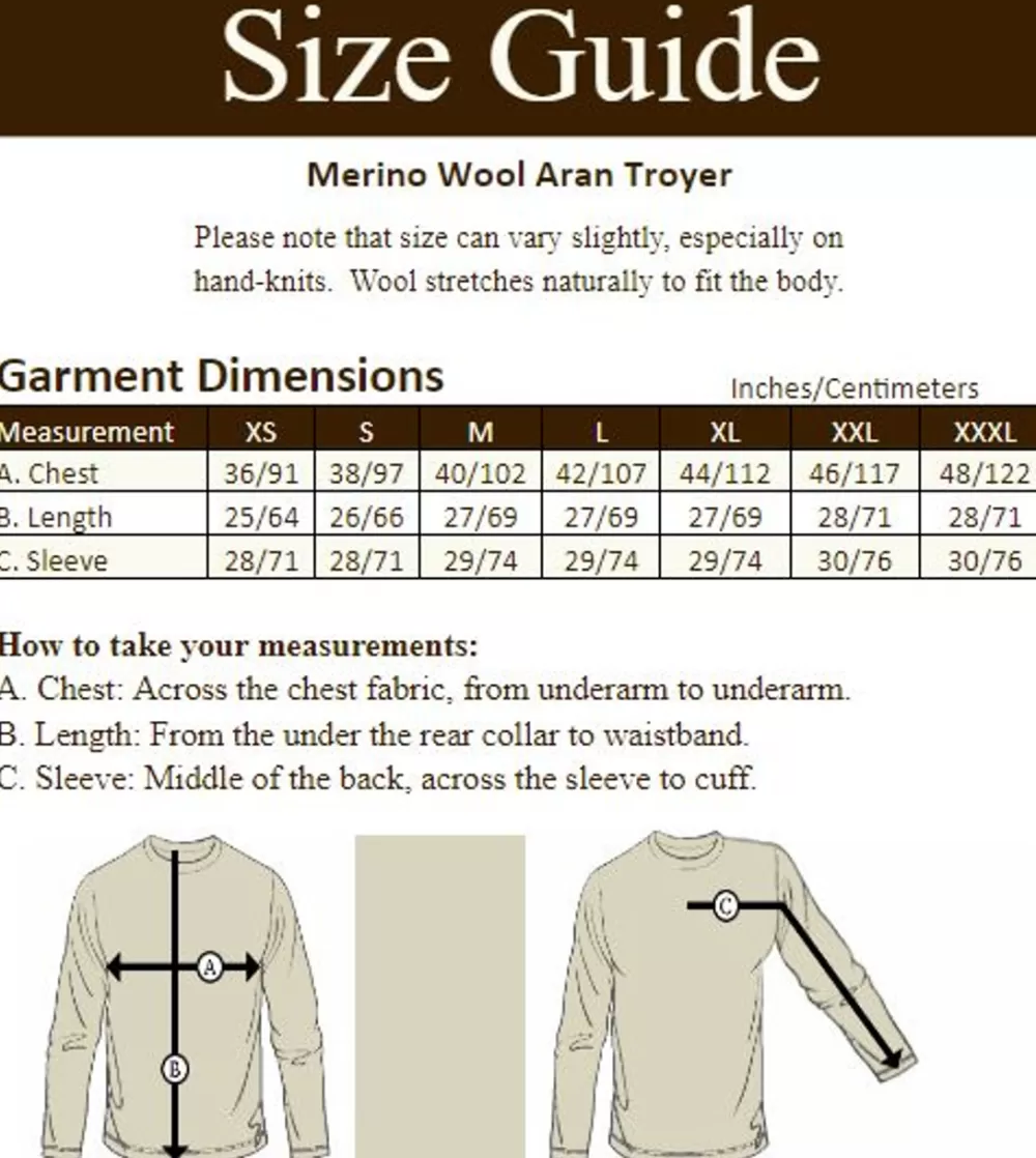 Sale Heavyweight Merino Wool Aran Troyer | Aran Sweater Market Sweaters