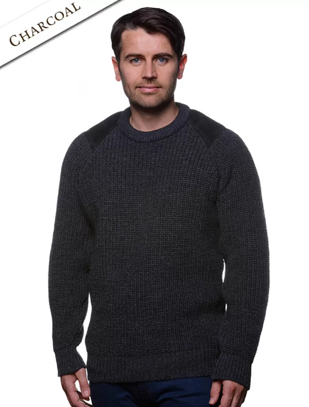 Online Irish Fishermans Ribbed Sweater with Patches Sweaters