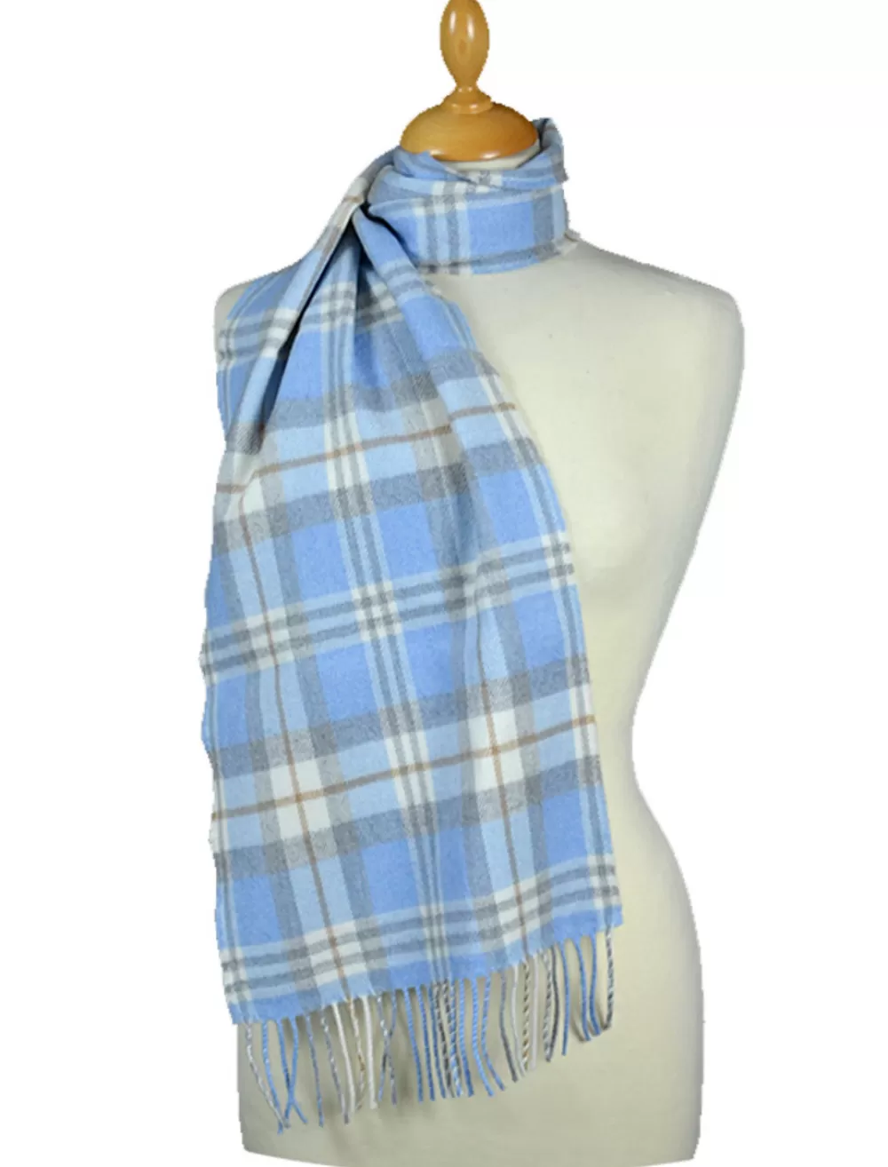 Discount Light Blue Grey Plaid Woven wool scarf, woolen scarf | Plaid & Tartan Scarves