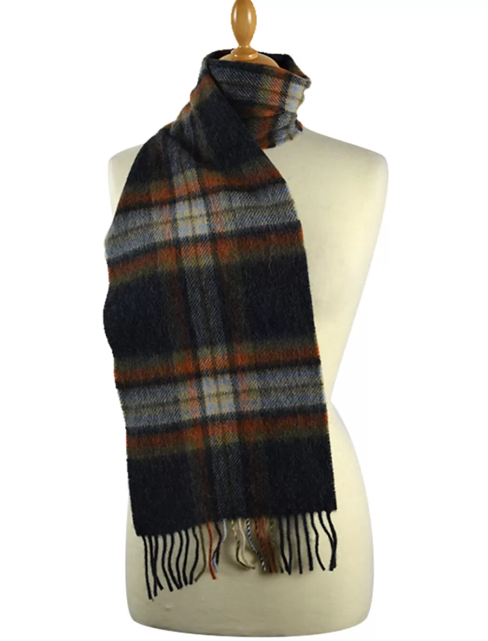 Outlet Long Grey Rust Narrow Lambswool Scarf | Aran Sweater Market Plaid & Tartan Scarves
