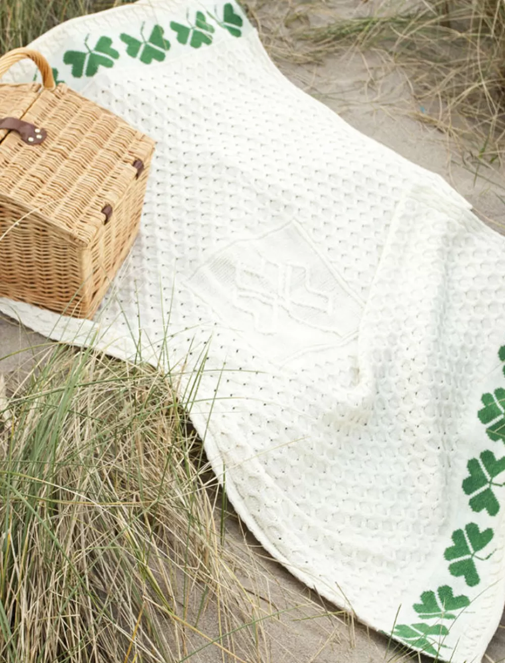 Online Medium Merino Shamrock Throw Knitted Wool Throws