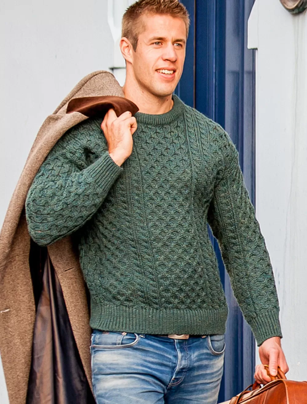 Store Mens Heavyweight Aran Wool Sweater | Glen Aran Sweaters