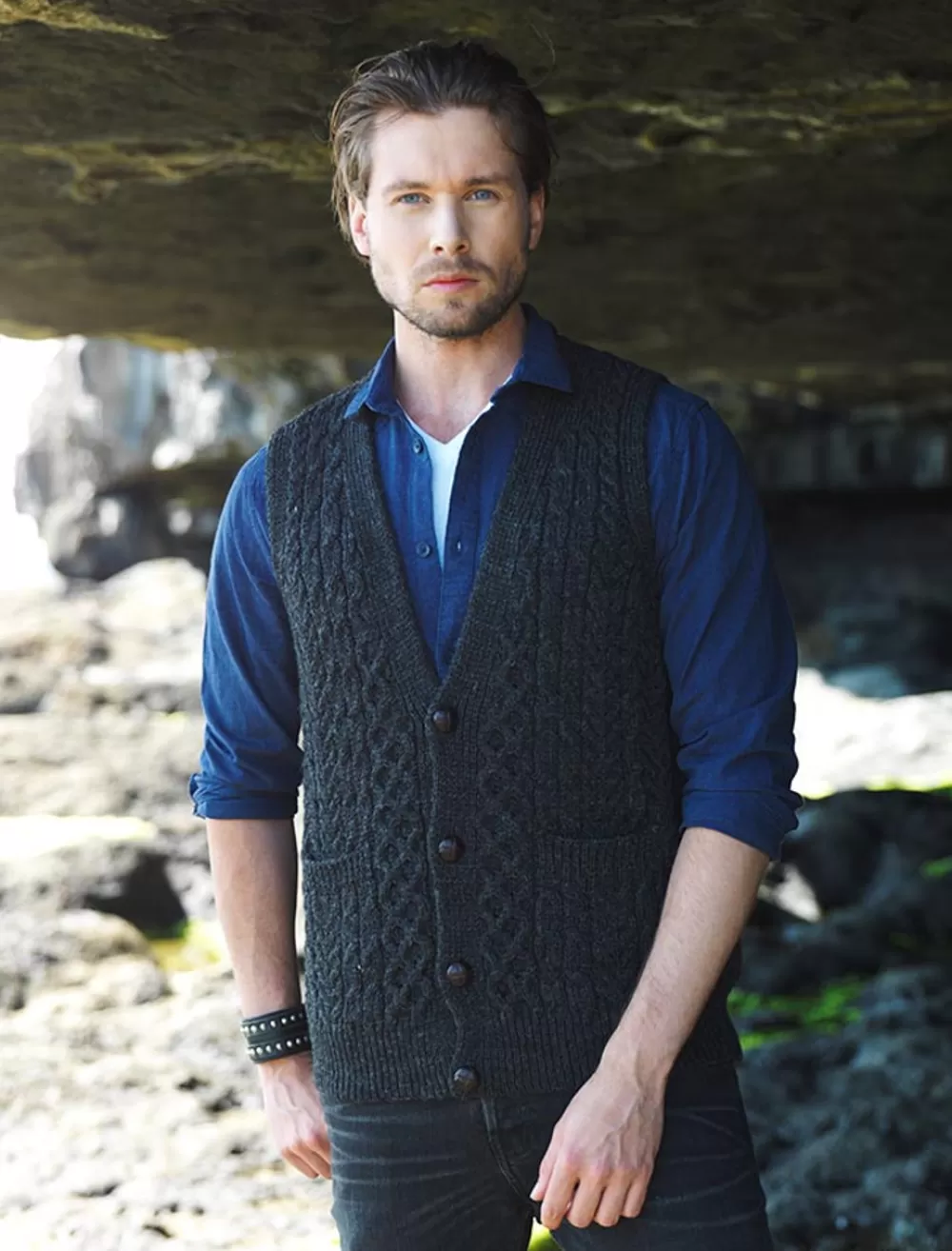 Clearance Mens Wool Waistcoat With Buttons From [100% Irish Wool] Cardigans, Jackets & Coats