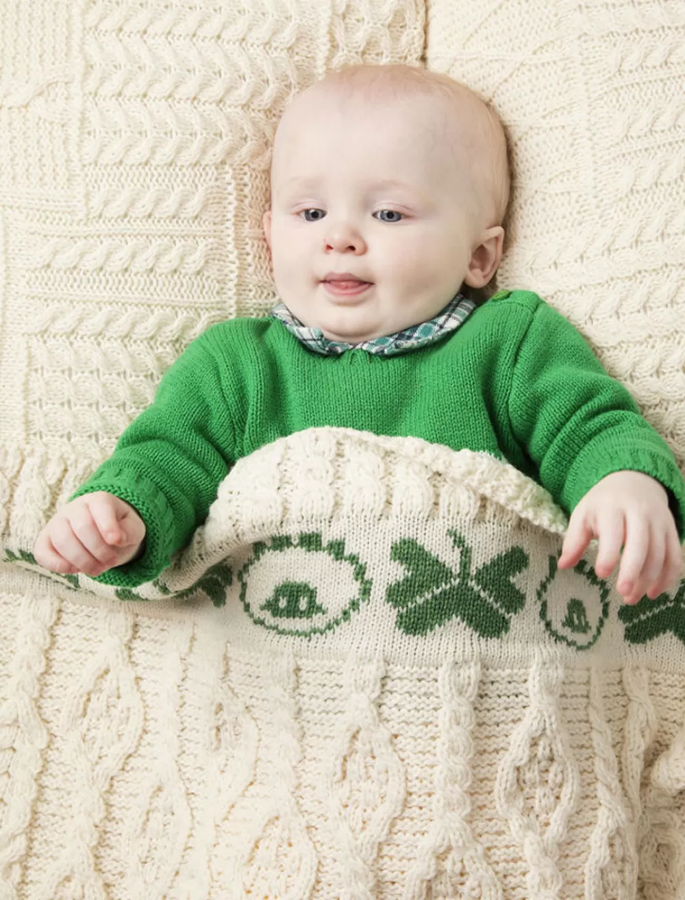 Cheap Merino Sheep & Shamrock Baby Throw Kids Knitted Wool Throws | Baby Blankets & Throws