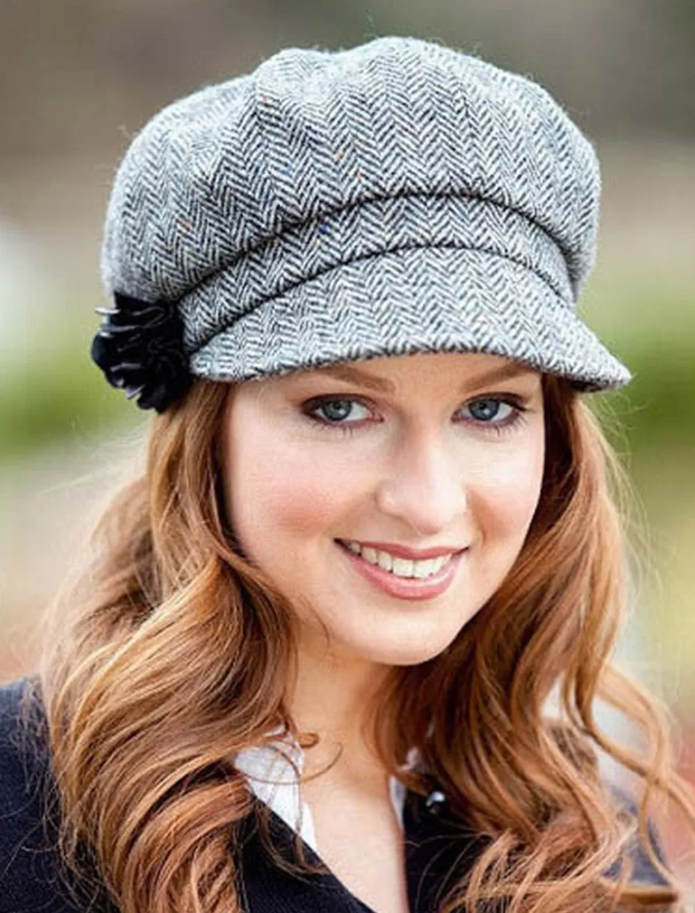 Discount Newsboy hat women in Grey Tweed. | Women Caps & Hats