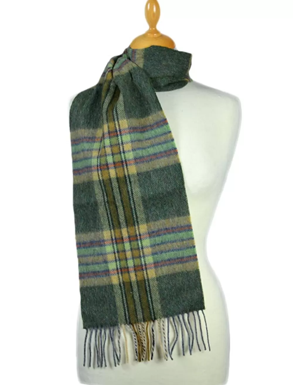 Outlet Olive Plaid lambswool scarf, men & women | Plaid & Tartan Scarves | Lambswool Scarves