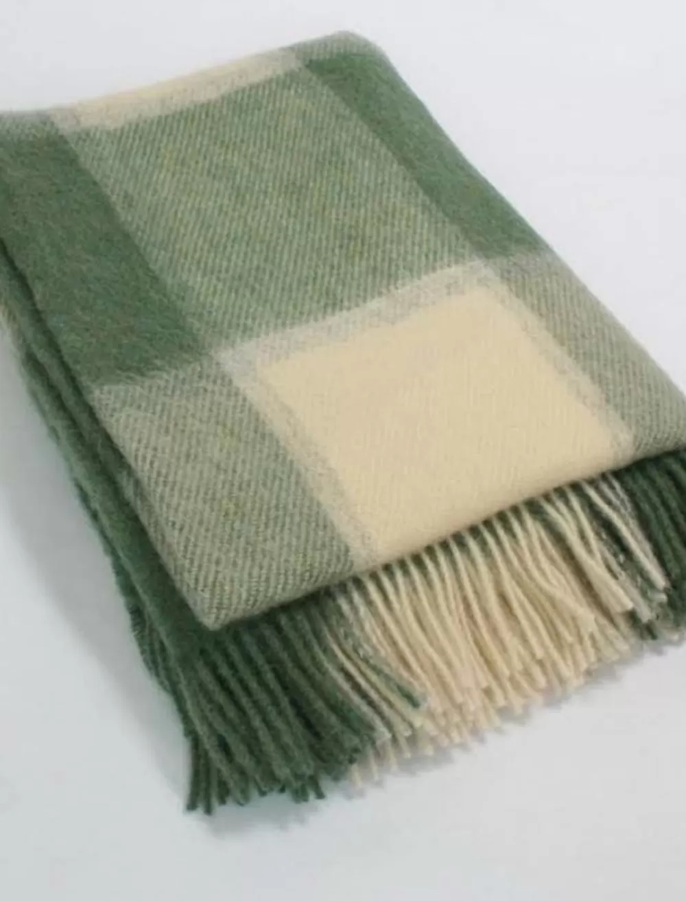 Cheap Plaid Wool Throw - Sage Beige Plaid & Tartan Throws