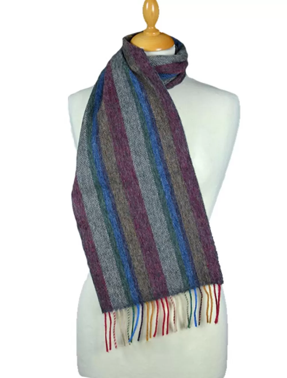 Discount Striped Herringbone lambswool scarf, men & women | Women Striped Scarves | Herringbone Scarves