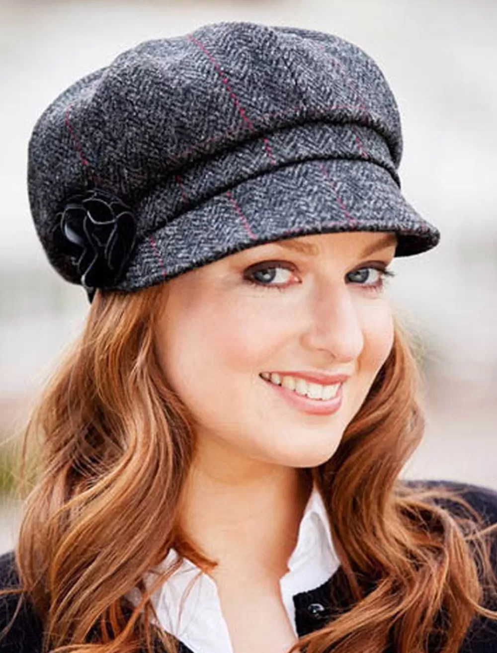 Hot Women's newsboy hat, Charcoal Plaid Wool Hats | Women Caps & Hats